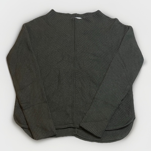 Babaton Wool & Linen Blend Dark Olive Green Ribbed Mock Neck Sweater Women’s M - Picture 1 of 11